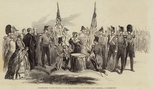 Présentation de nouvelles couleurs au 43ème régiment par l