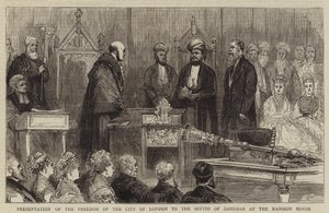 Présentation de la liberté de la ville de Londres au Seyyid de Zanzibar à Mansion House - English School