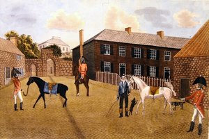 Chevaux et soldats anglais primitifs - English School