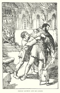 Le prince Arthur et son geôlier (lithographie) - English School