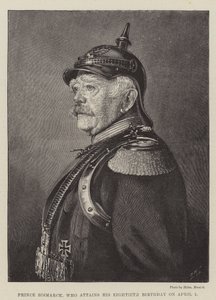 Le prince Bismarck, qui fête son quatre-vingtième anniversaire le 1er avril (gravure) - English School