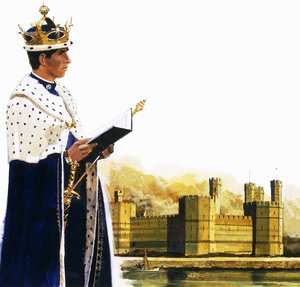 Prince de Galles devant le château de Caernarvon