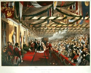 La princesse Alexandra de Danemark arrivant à Londres le 7 mars 1863 à la gare de Bricklayers Arms avec son futur mari, le prince de Galles. 1863