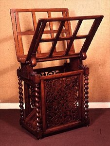 Support à imprimés, noyer avec colonnes torsadées, 1850-60
