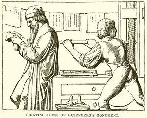 Presse à imprimer sur le monument de Gutenberg - English School