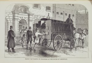 Fourgon de prison prenant des prisonniers à la Maison de Détention, extrait de The Criminal Prisons of London and Scenes of Prison Life par Henry Mayhew et John Binny, 1862 - English School