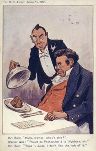 Carte postale en faveur du libre-échange (lithographie couleur)