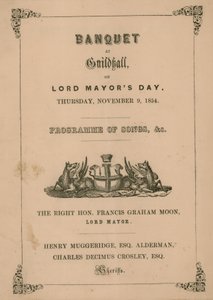 Programme pour le banquet au Guildhall, Londres, le 9 novembre 1854 - English School