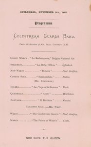 Programme du banquet au Guildhall, Londres, le 9 novembre 1866