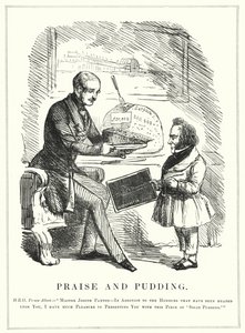 Éloge et Pudding : Le Prince Albert récompensant Joseph Paxton pour avoir conçu le Crystal Palace pour abriter la Grande Exposition de 1851 à Hyde Park, Londres