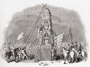 Les puritains détruisant la croix de Cheapside alias Eleanor Cross, Londres, Angleterre en 1643, de Old England: A Pictorial Museum, pub. 1847 - English School