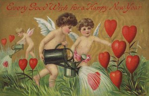 Putti arrosant des cœurs