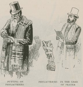 Mise des phylactères ; phylactères en tenue de prière - English School