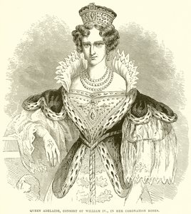 Reine Adélaïde, Consort de Guillaume IV, dans ses Robes de Couronnement - English School