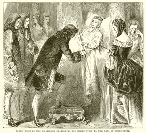 La reine Anne sur son lit de mort remettant le bâton blanc au comte de Shrewsbury