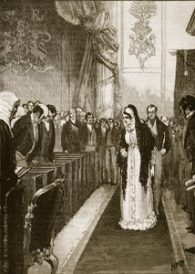 La reine Caroline entrant à la Chambre des Lords, illustration de Cassells Illustrated History of England