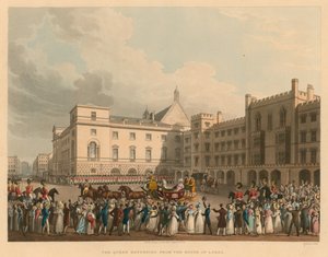 La reine Caroline revenant de la Chambre des Lords - English School