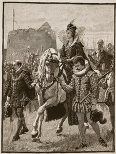 La reine Élisabeth à Tilbury, illustration de Cassells Illustrated History of England - English School