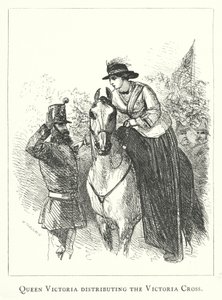 La reine Victoria distribuant la croix de Victoria (gravure) - English School