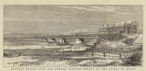Pont ferroviaire sur le Chenab, Punjab, inauguré par le Prince de Galles