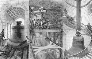 Élévation de la grande cloche dans la tour de la cathédrale Saint-Paul, de The Illustrated London News, 3 juin 1882