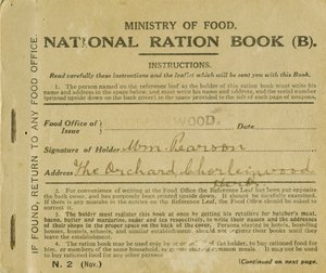 Livret de rationnement pour William Pearson, Chorleywood, Hertfordshire, 1919