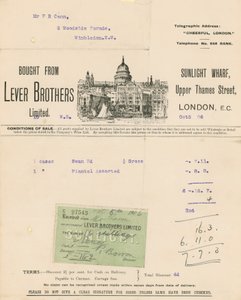 Reçu pour Lever Brothers Limited - English School