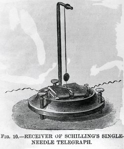 Récepteur du télégraphe à aiguille unique de Schilling (gravure) - English School