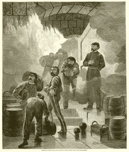 Retrait de la poudre du magasin de Fort Sumter pendant le bombardement - English School