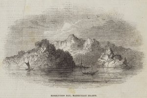Baie de la Résolution, Île des Marquises (gravure) - English School