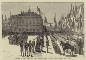 Revue de la brigade navale Ashantee, Sa Majesté passant en revue les rangs