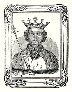 Richard II est né en 1366, couronné en 1377 et assassiné en 1399 (gravure) - English School