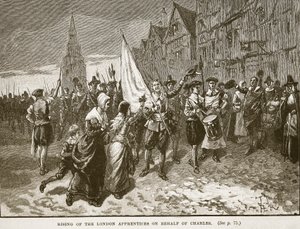 Soulèvement des apprentis londoniens en faveur de Charles, illustration de Cassells Illustrated History of England - English School