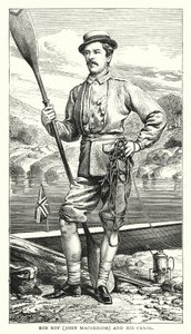 Rob Roy, John MacGregor et son canoë (gravure en couleur) - English School
