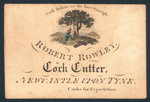 Robert Rowley, coupeur de liège, carte de visite