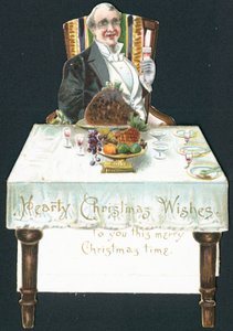 Homme rond à table, carte de Noël - English School