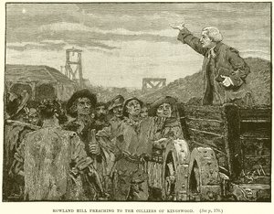Rowland Hill prêchant aux mineurs de Kingswood