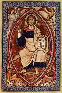 Christ en majesté avec les symboles des évangélistes, du Psautier de Westminster, c.1250