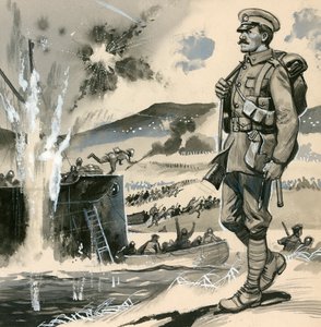 Marines royaux lors des débarquements amphibies aux Dardanelles en 1915