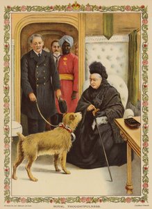 Pensée royale - La reine Victoria à la gare de Paddington, faisant un don de charité (chromolithographie) - English School