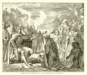 Rodolphe de Habsbourg et Ottokar de Bohême - English School