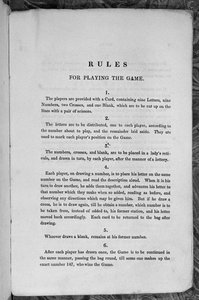Règles pour jouer au Jeu de la Bannière Étoilée ou Émigrants aux États-Unis, vers 1840