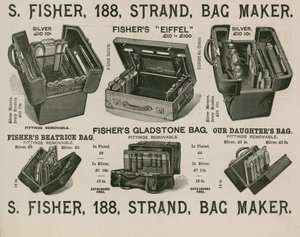 S Fisher, 188 Strand, fabricant de sacs - English School