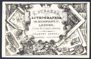 S Straker, lithographe, carte de visite