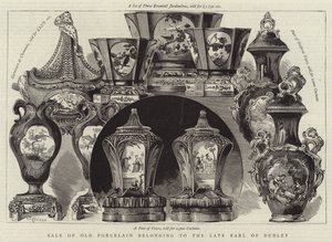 Vente de vieille porcelaine appartenant au défunt comte de Dudley (gravure) - English School