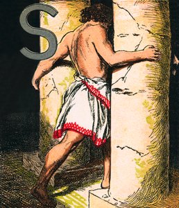 Samson (colour litho) - English School