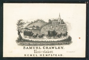Samuel Crawley, entrepreneur de pompes funèbres, carte de visite