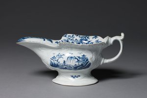 Saucière, peut-être fabriquée par la manufacture de porcelaine de Worcester ou de Bristol, vers 1752 - English School