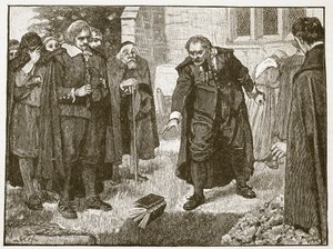 Scène aux funérailles de Chillingworth (illustration de Cassells Illustrated History of England) - English School