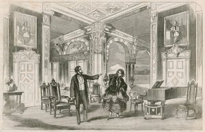 Scène du nouveau spectacle de Miss P Horton à la Gallery of Illustration, Regent Street, Londres - English School